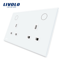 Livolo Glass Panel Power Electrical 13A Double UK Socket VL-W2C2UK-11